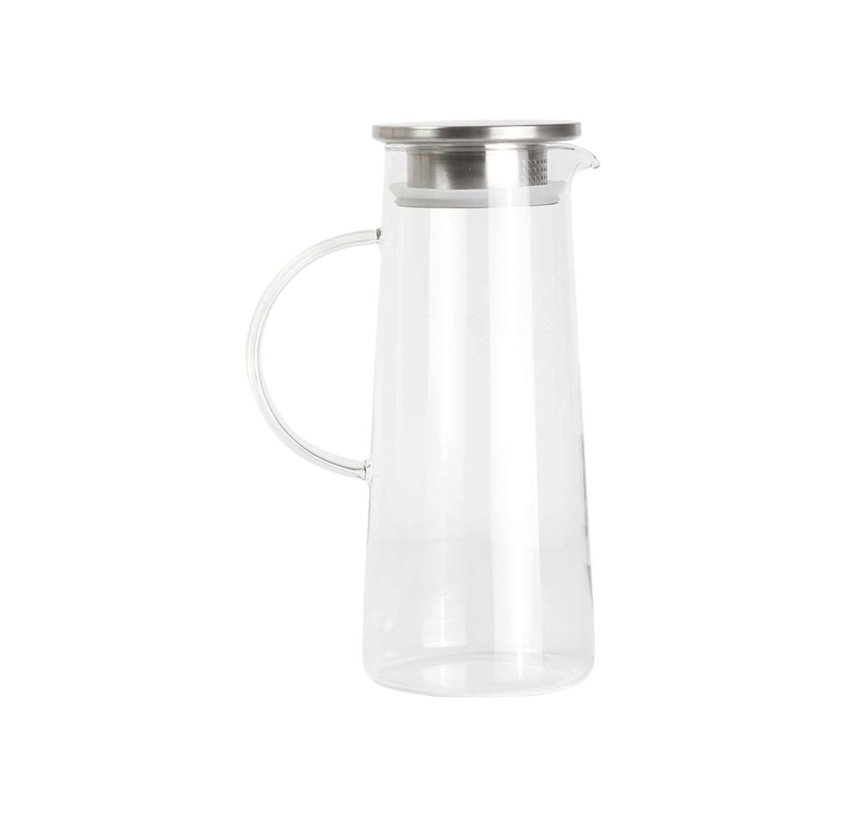 La jarra kiruna de vidrio de borosilicato destaca por su diseño transparente y moderno.