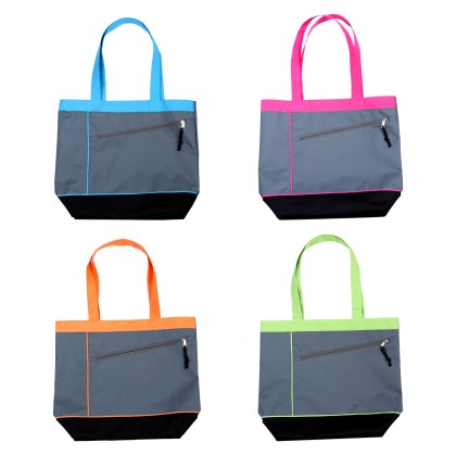 Bolsa multiusos Fanfra de poliéster con cierre al frente, medidas 36 x 42 cm, color azul, rosa, naranja y verde